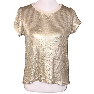 NY&C GOLD SEQUIN SHORT SLEEVE LIGHTWEIGHT MEDIUM